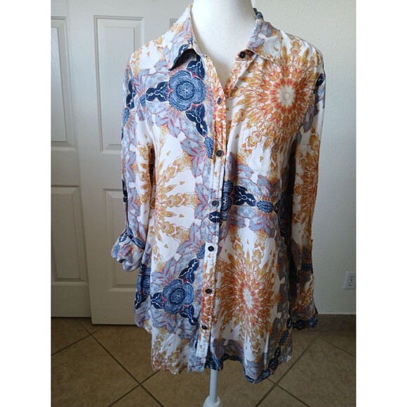 Style & Co‎ Women’s Blouse Shirt Small Multicolor Floral Print Roll Tab Sleeve - Picture 1 of 15